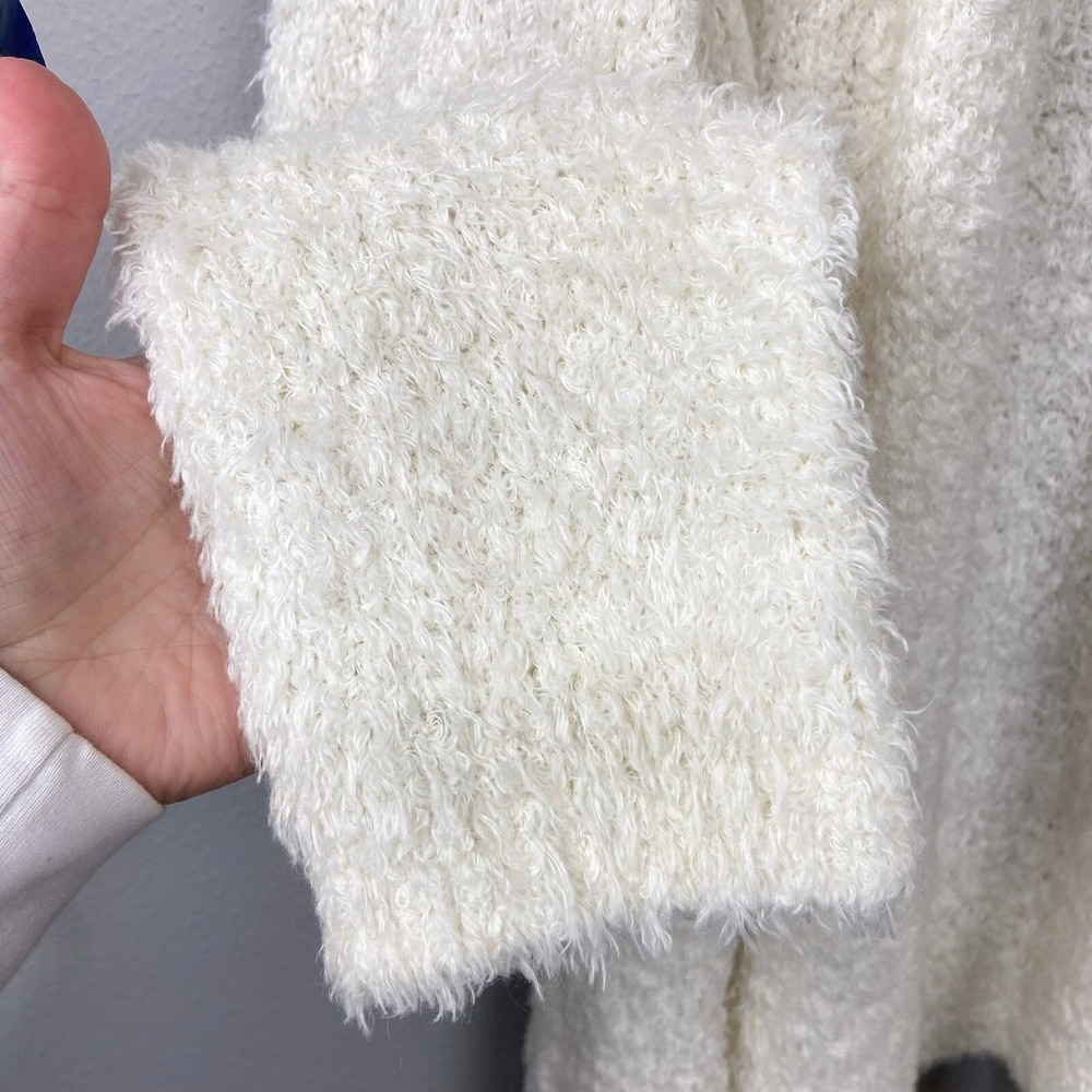 LOFT Fuzzy Cardigan Sweater Plus Size 16/18 Open Front Cozy Jacket Ivory Cream - Picture 11 of 11